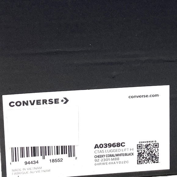 Converse Chuck Lugged Lift Hi Platform Sneaker Kids Women's Coral Canvas A03968C - Picture 8 of 9